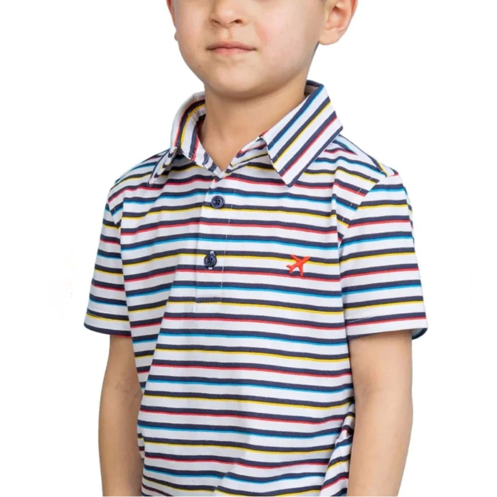 New Andy & Evan Boys’ Striped Button-Up Polo, Size 6